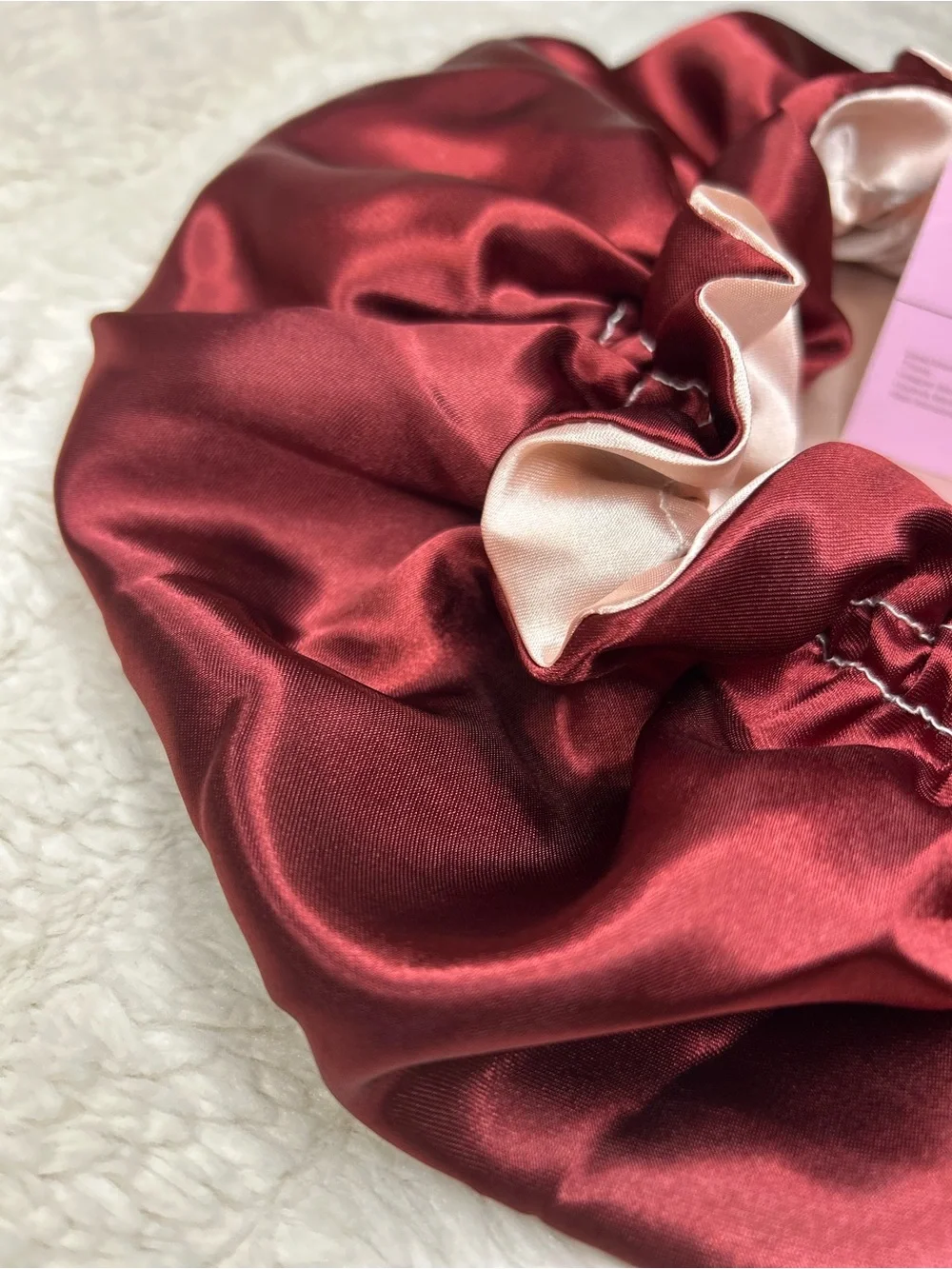 Satin Reversible Sleep Bonnet - Burgundy and Blush